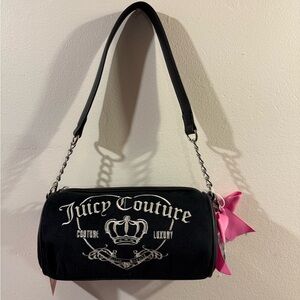 Juicy couture Girlie Royalty black barrel bag pink bow